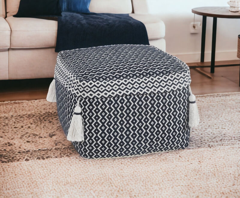 Round Cotton Ottoman Pouf for Comfortable Living Room and Bedroom Seating