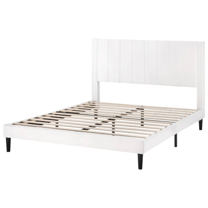 Velvet Upholstered Platform Bed Frame with Headboard