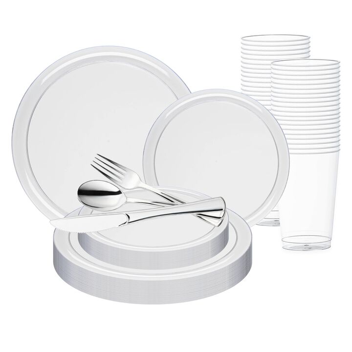 Clear Flat Round Plastic Wedding Value Set (30 Sets)
