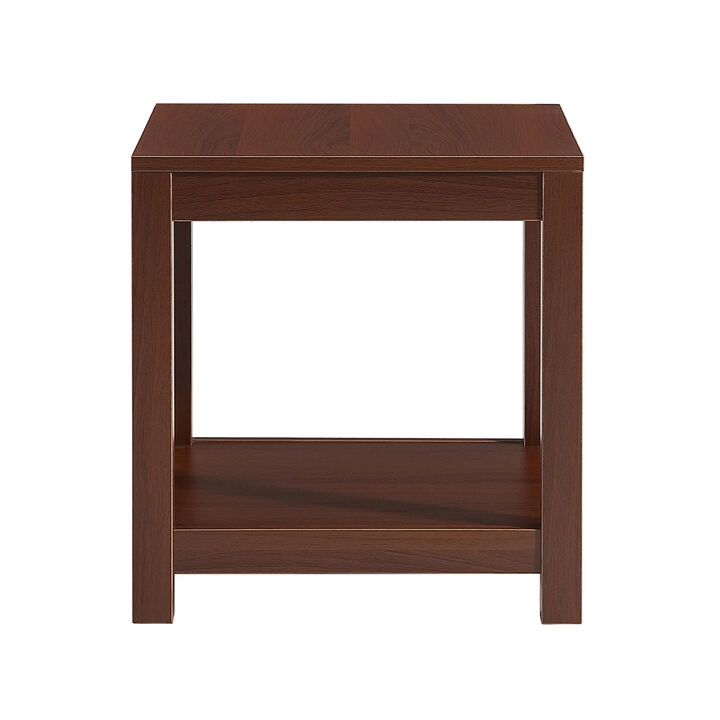 Classic brown Side Table, 2-Tier Small Space End Table, Modern Night Stand, Sofa table, Side Table with Storage Shelve