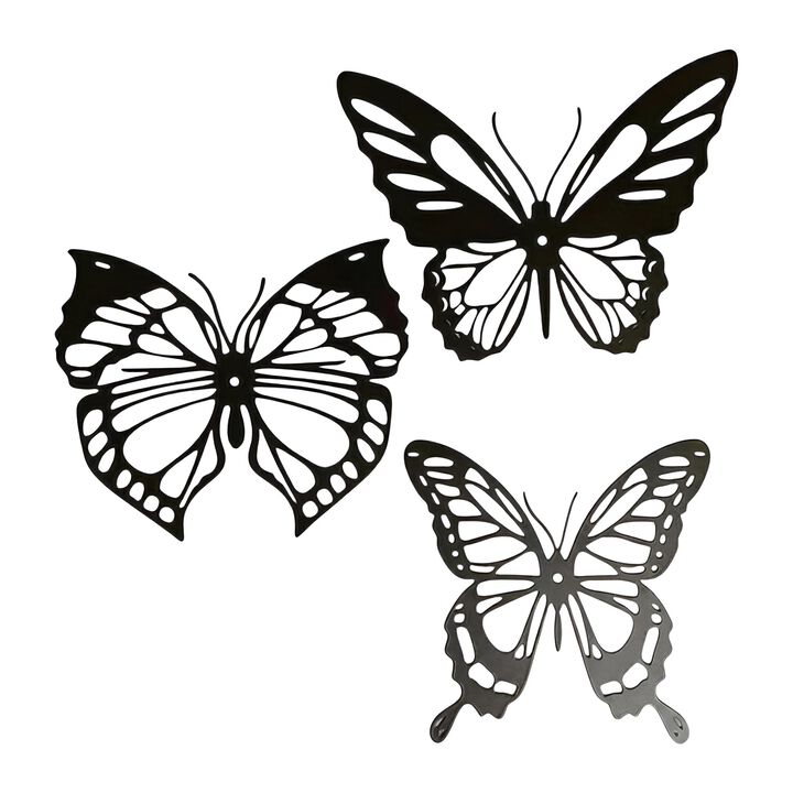 3-Piece Metal Insect Wall Decor Set, Dragonfly Hummingbird Butterfly