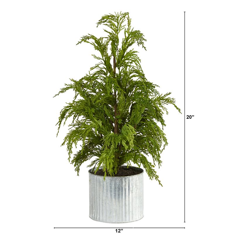 Hivvago 20 Inches Cedar Pine “Natural Look Inches Artificial Tree in Decorative Planter