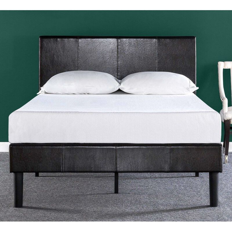 Faux Leather Platform Bed Frame with Headboard for Stylish Bedroom Design