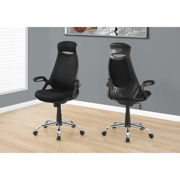 Monarch Specialties I 7268 Office Chair, Adjustable Height, Swivel, Ergonomic, Armrests, Computer Desk, Work, Metal, Mesh, Black, Chrome, Contemporary, Modern