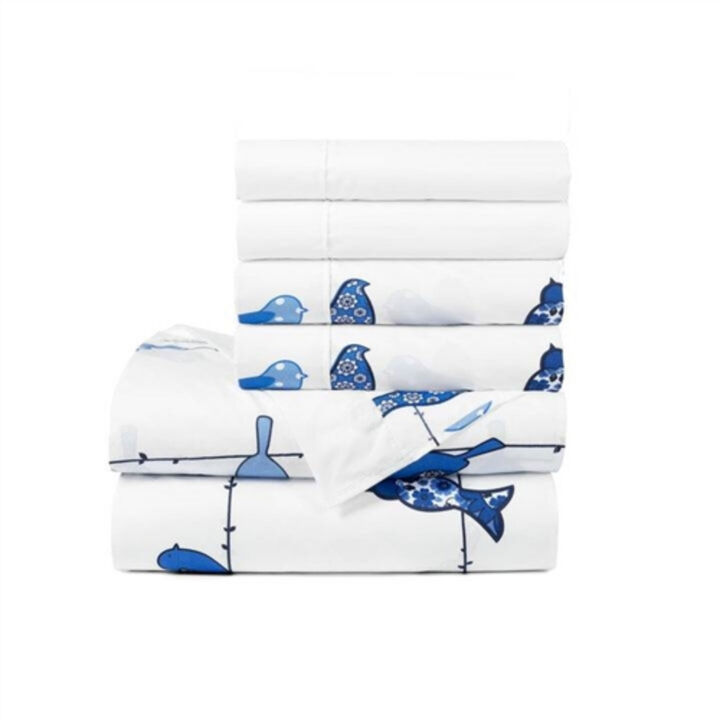 Floral Birds on Wire 6 Piece Soft Polyester Sheet Set with Pillowcases