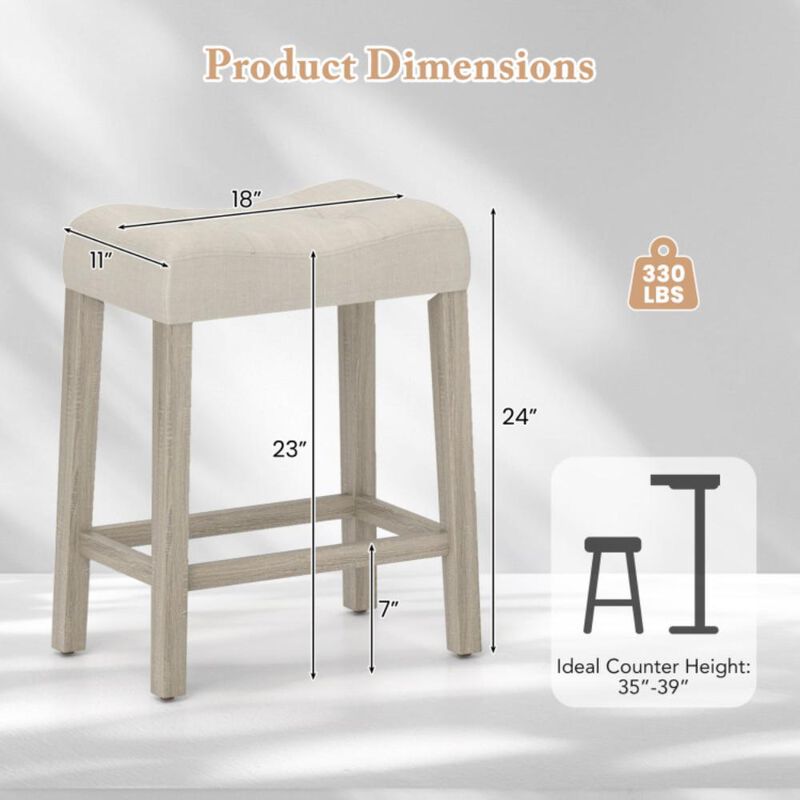 Hivvago Upholstered Counter Height Bar Stool with Curved Saddle-Seat
