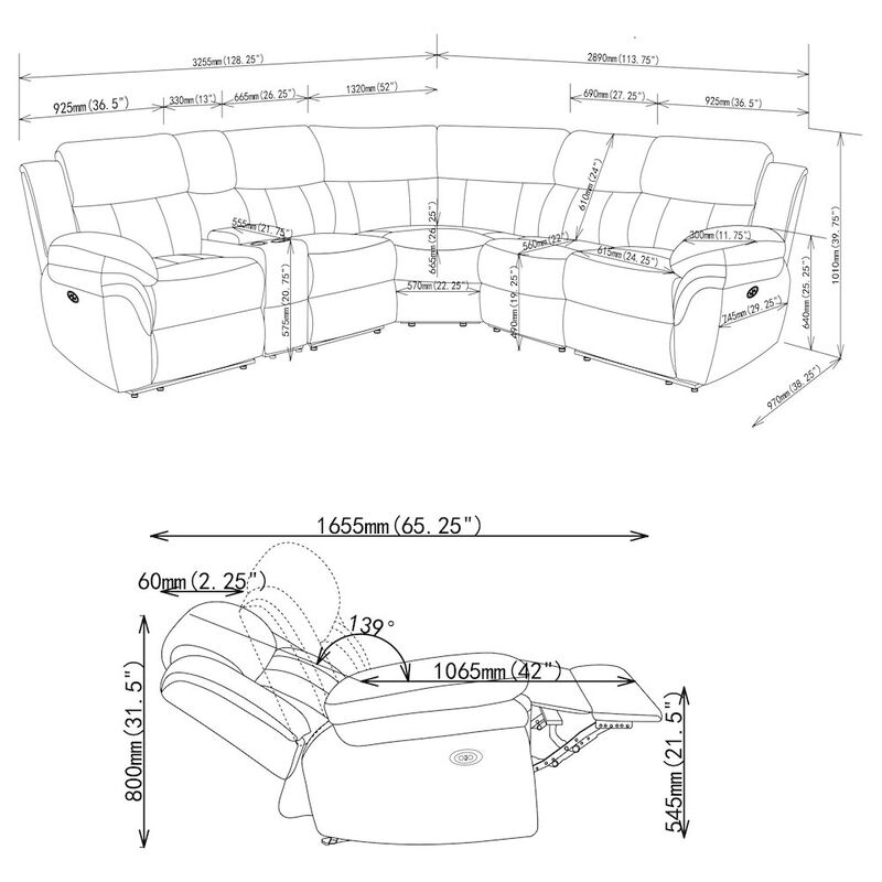 Coaster Co. of America Bahrain 6-piece Modular Power Reclining Sectional Charcoal image number 1