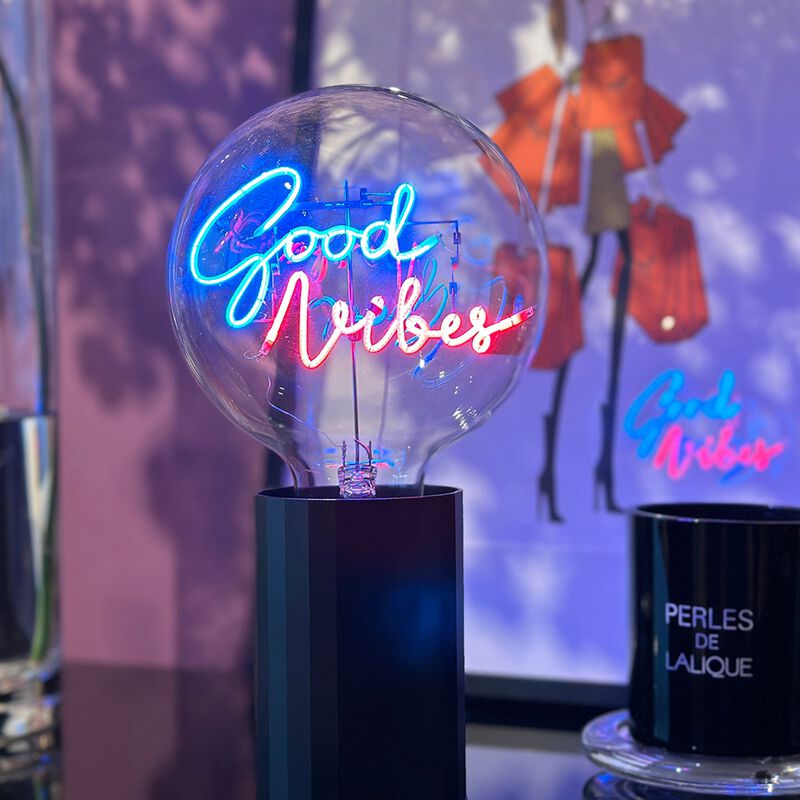 Bulb GOOD VIBES Blue/ Red with Base Table Lamp PORTABLE Pop image number 1
