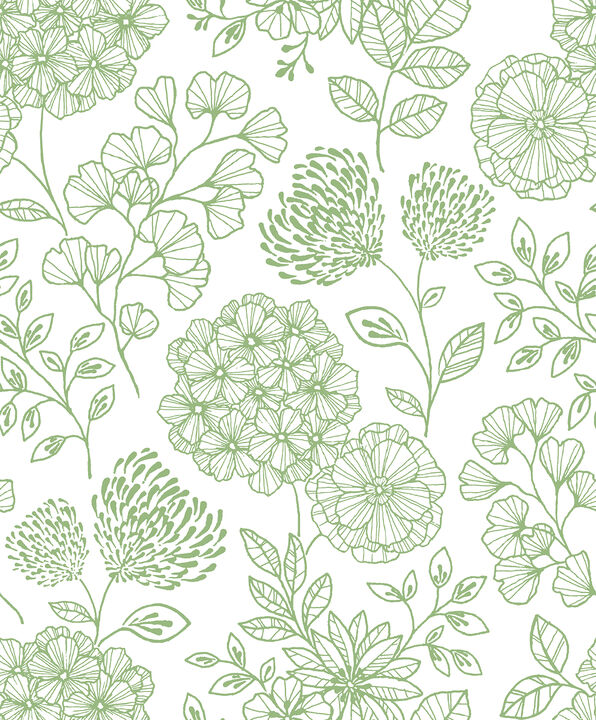 Ada Green Floral Wallpaper