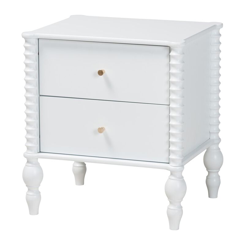 Baxton Studio Callison Spindle Nightstand - 2-Drawer Farmhouse Bedside Table with Turned Accents for Bedroom image number 0