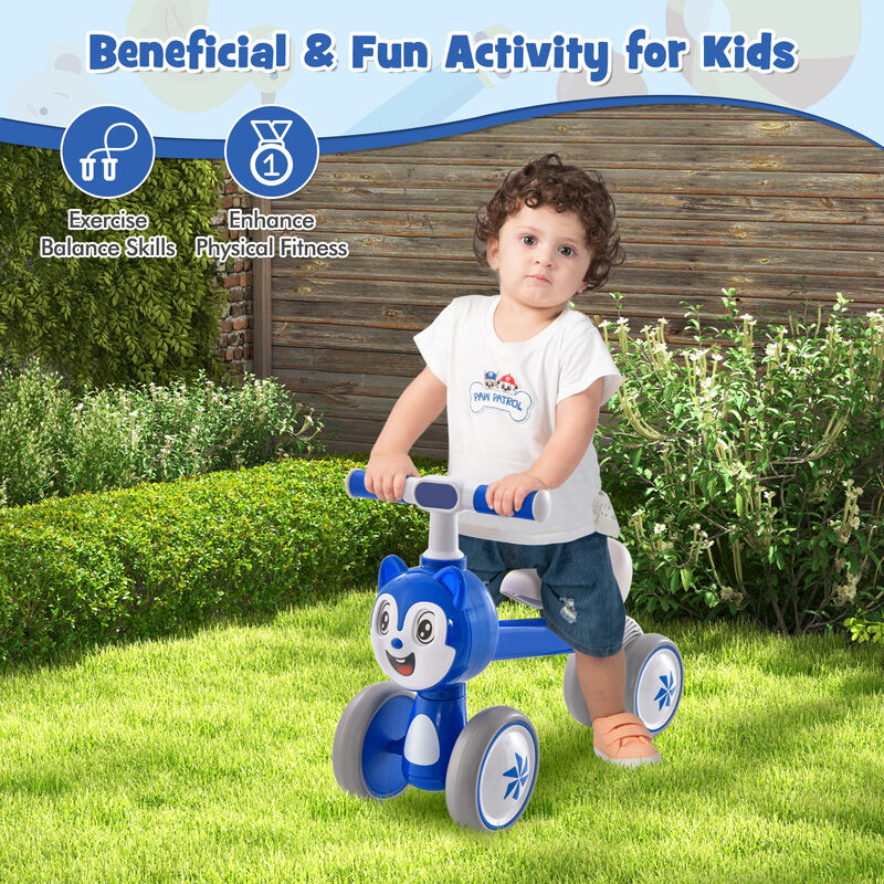 Infant Balance Bike with 4 Wheels No Pedal Design for Early Riding Skills-Blue image number 3