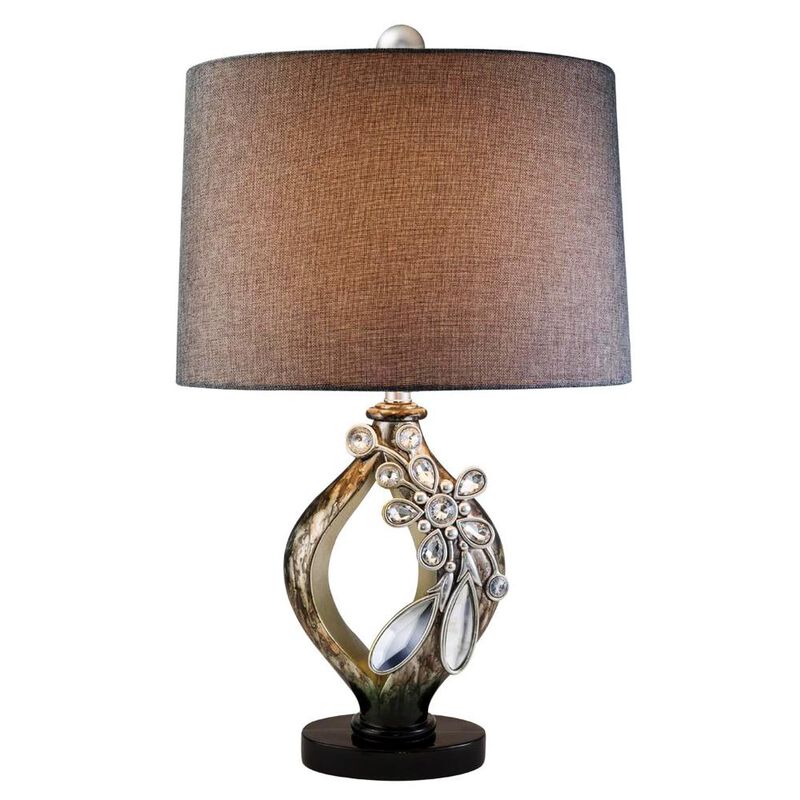 Hivvago Brown and Gold Faux Crystal Glam Accent Table Lamp