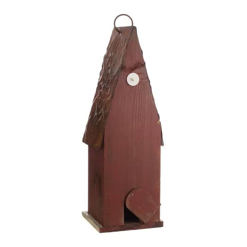 Hivvago Outdoor Garden Rustic Brown Solid Wood and Iron Bird House