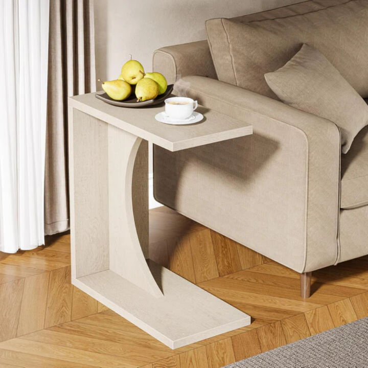 Sofa Side Table, C-Shaped End Table for Couch