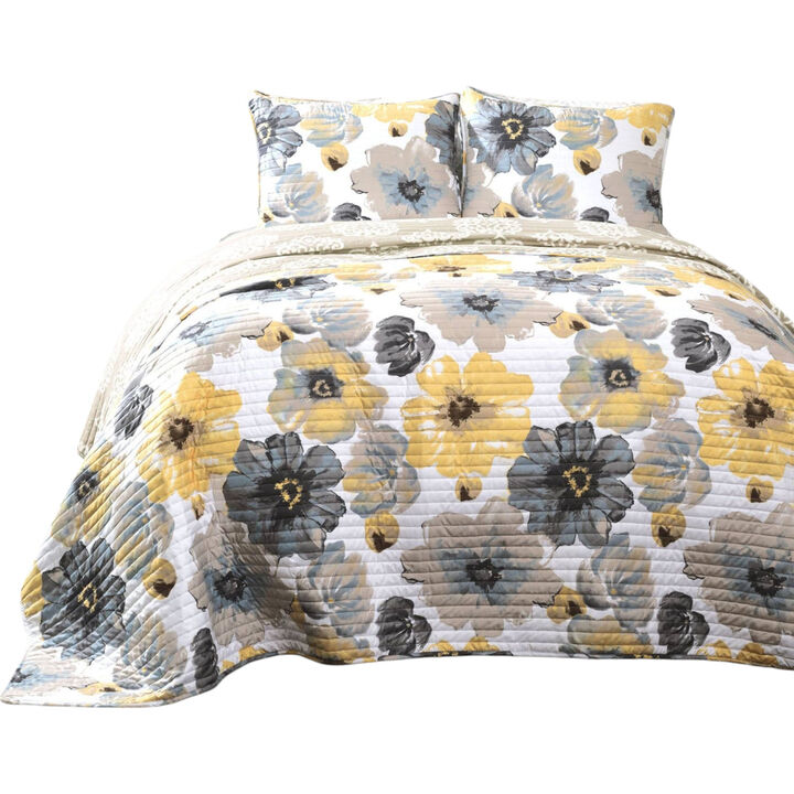 Floral Polyester Microfiber Quilt Set Lightweight Bedding for Everyday Comfort