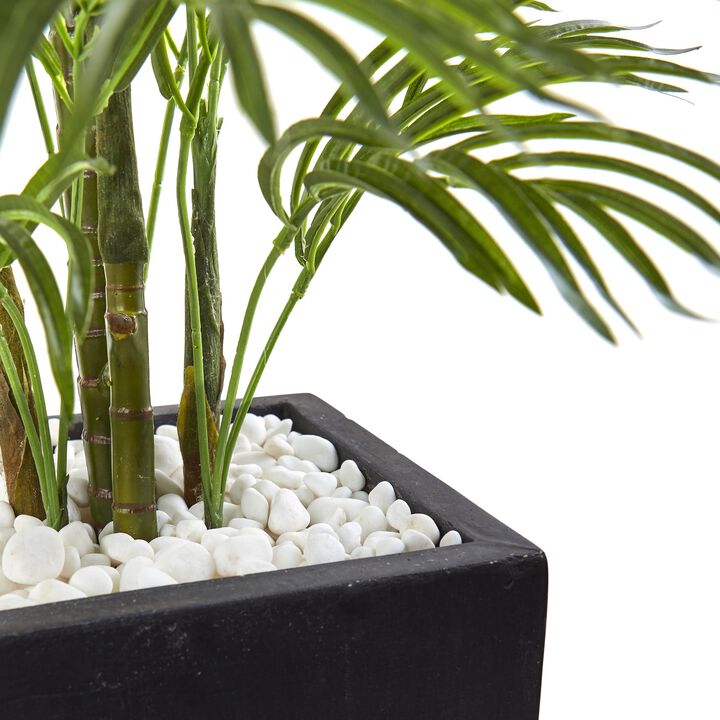 HomPlanti 4.5 Feet Areca Palm Tree with Black Wash Planter UV Resistant (Indoor/Outdoor)