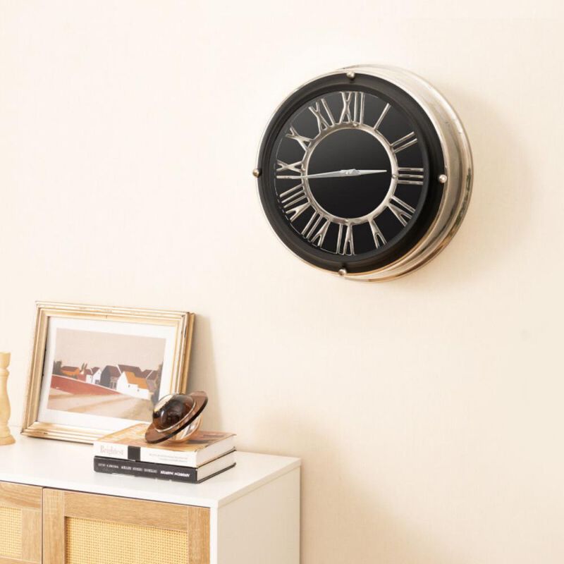 Hivvago Silent Wall Clock with Silver Frame