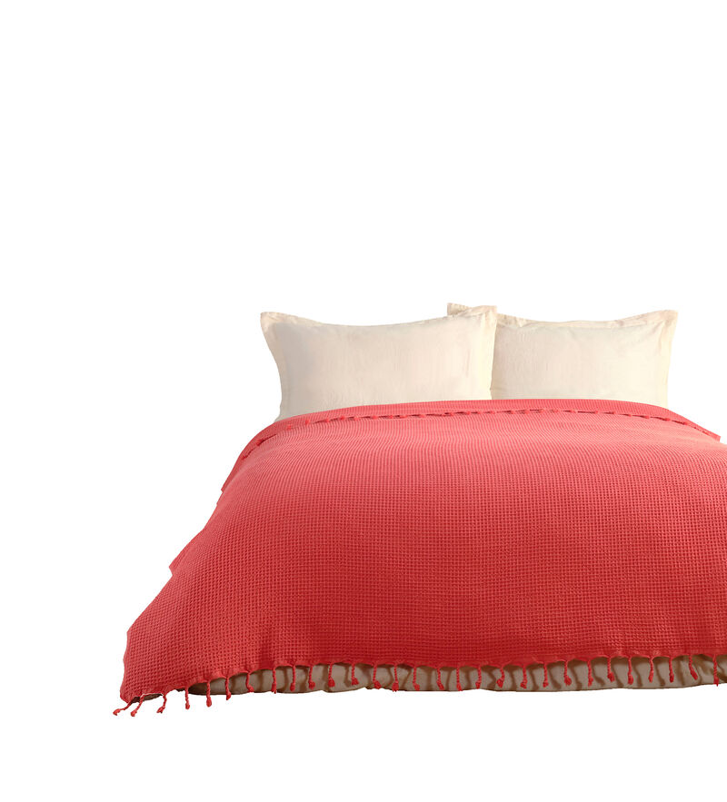 Textile Waffle Plain Cotton King Coverlet