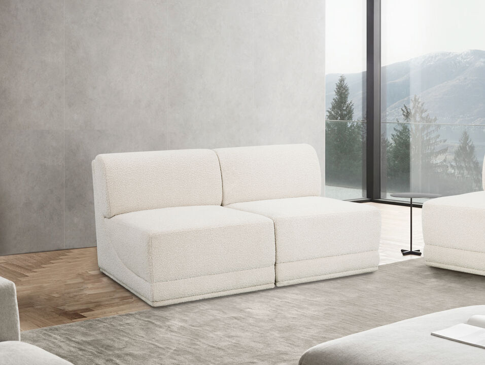 Meridian Furniture Ollie Cream Boucle Fabric Modular Sofa