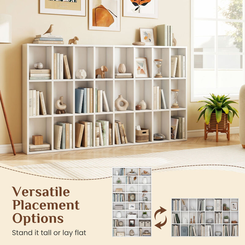 70" Tall 24-Cube Bookshelf Storage Organizer with Shelves image number 7