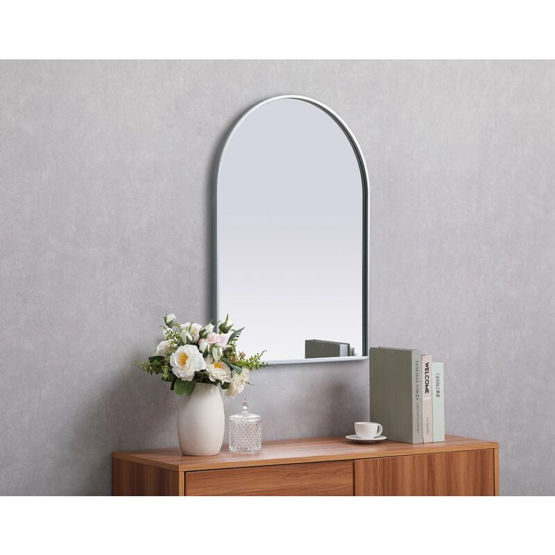 Elegant Decor Metal Frame Arch Mirror 22x30 Inch in Silver