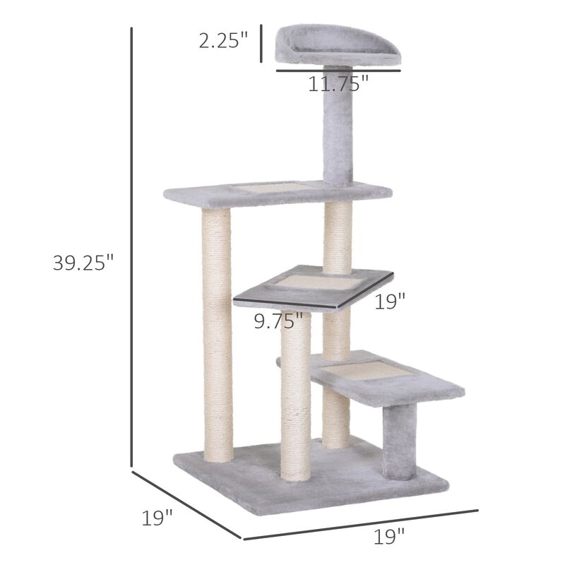 Gray Feline Playground: 40" 5-Level Revolving Cat Tree image number 2