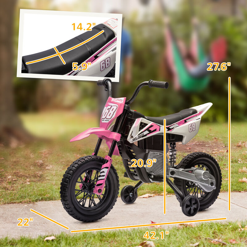 BreeBe 12V Kids Electric Motorcycle w/ Twist Grip Throttle, Training Wheels, Rear Suspension & Music image number 2