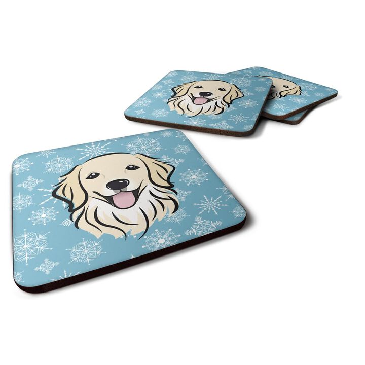 Caroline's Treasures BB1639FC Snowflake Golden Retriever Foam Coasters (Set of 4), 3.5, Multicolor