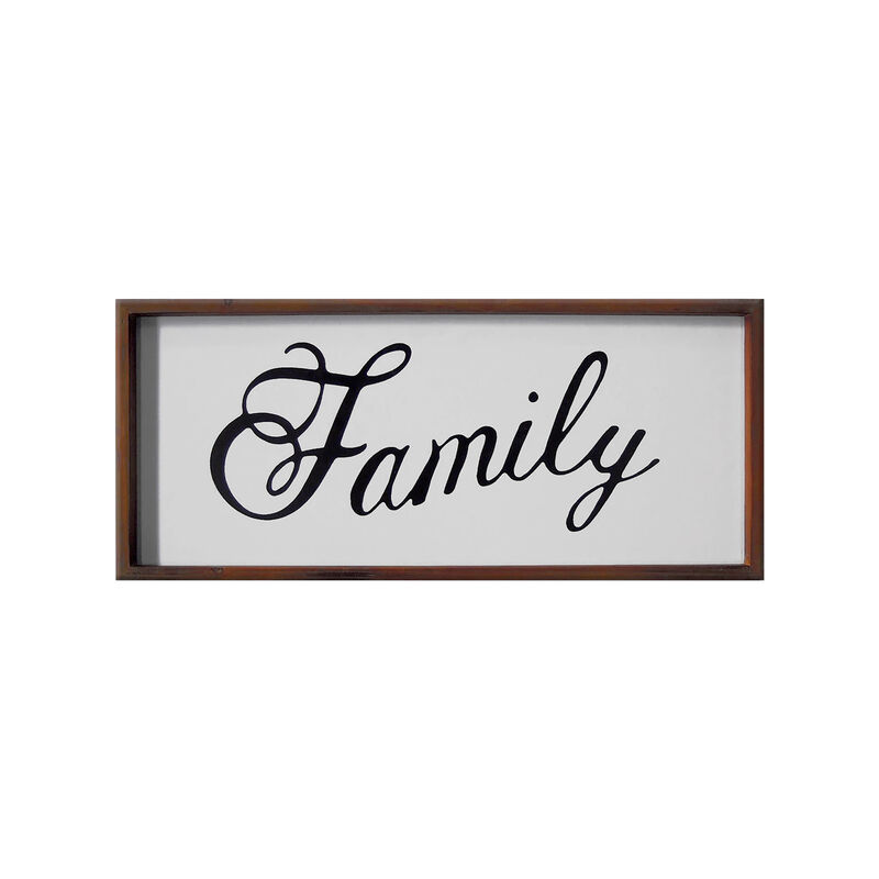 HomeRoots 12" X 28" Brown And White Family Wood Wall Decor image number 0
