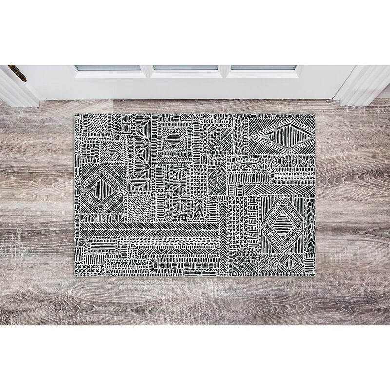 Linon Washable Cayden Ivory/Black, Rug image number 5