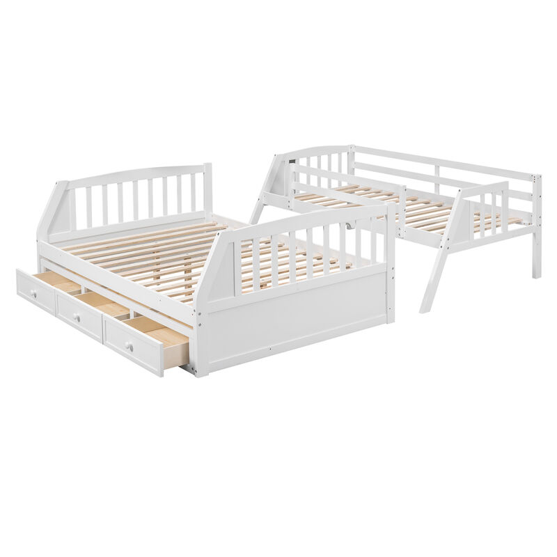 Whisen 77.4"x42.4" Twin Over Twin Bunk Bed, Solid Wood with Ladder for Kids Bedroom image number 8