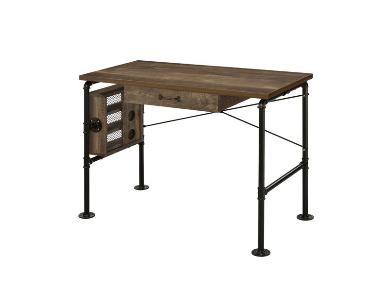 ACME Endang Writing Desk, Weathered Oak & Black Finish