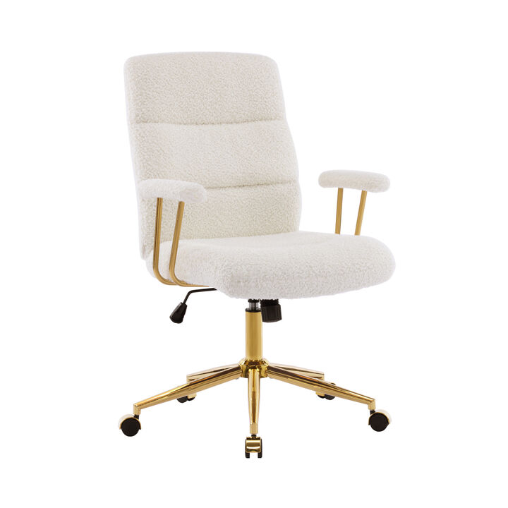 GOODSILO Modern Boucle Fabric Office Chair with Adjustable Height and Padded Armrests