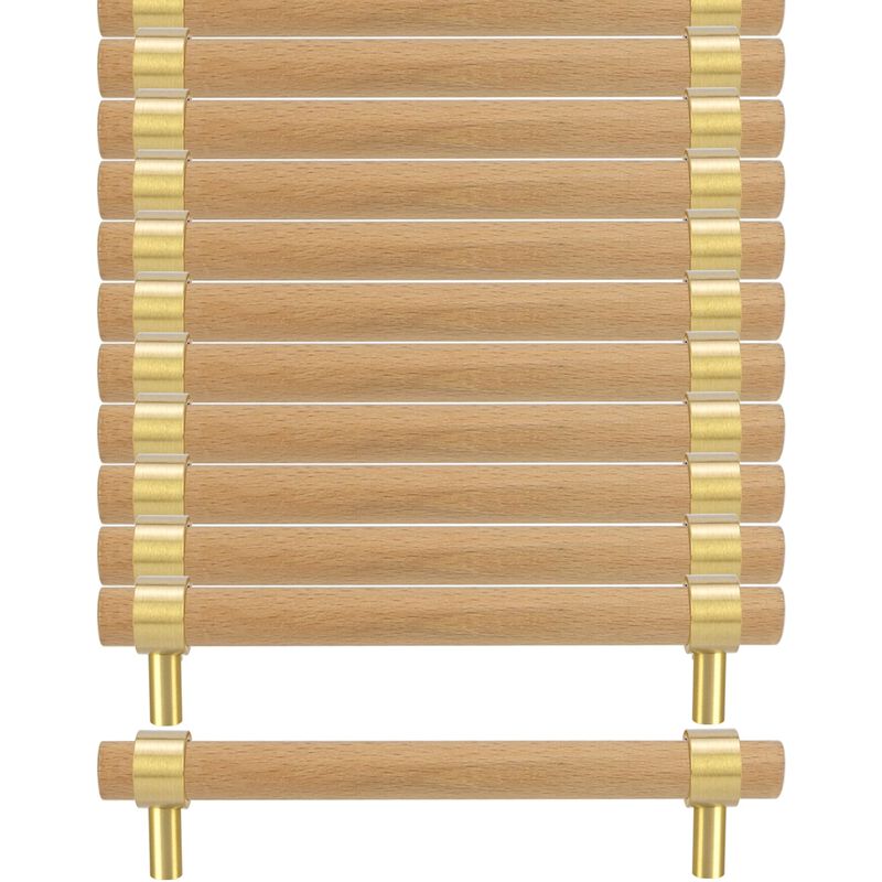 foxwake Natural Wood Kitchen Cabinet Handles 3~5 Inch 12Set Center to Center Adjustable Double Hole Euro Scandi-Modern Dresser K