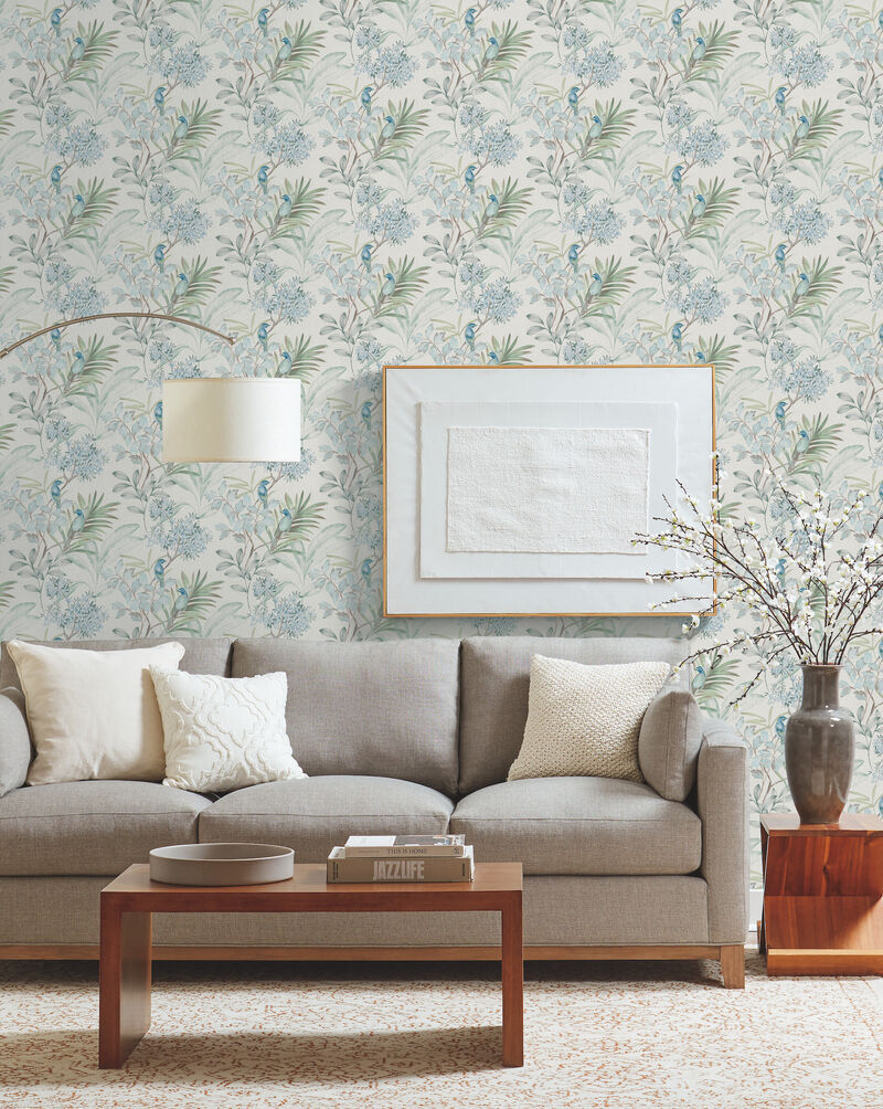 Handpainted Songbird Turquiose Wallpaper image number 4
