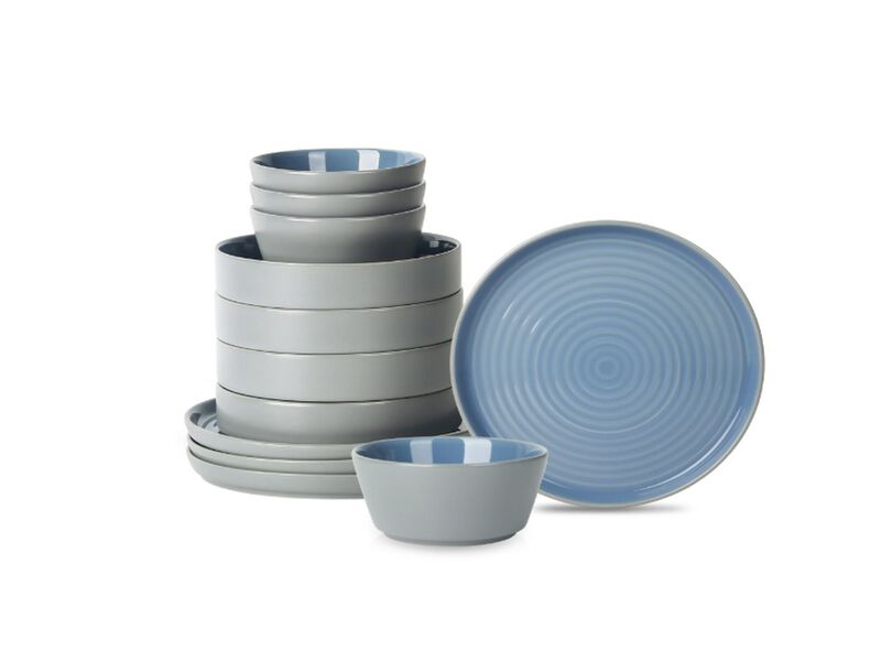 Stone Lain Elica 12-Piece Dinnerware Set Stoneware,  Blue and Grey image number 0