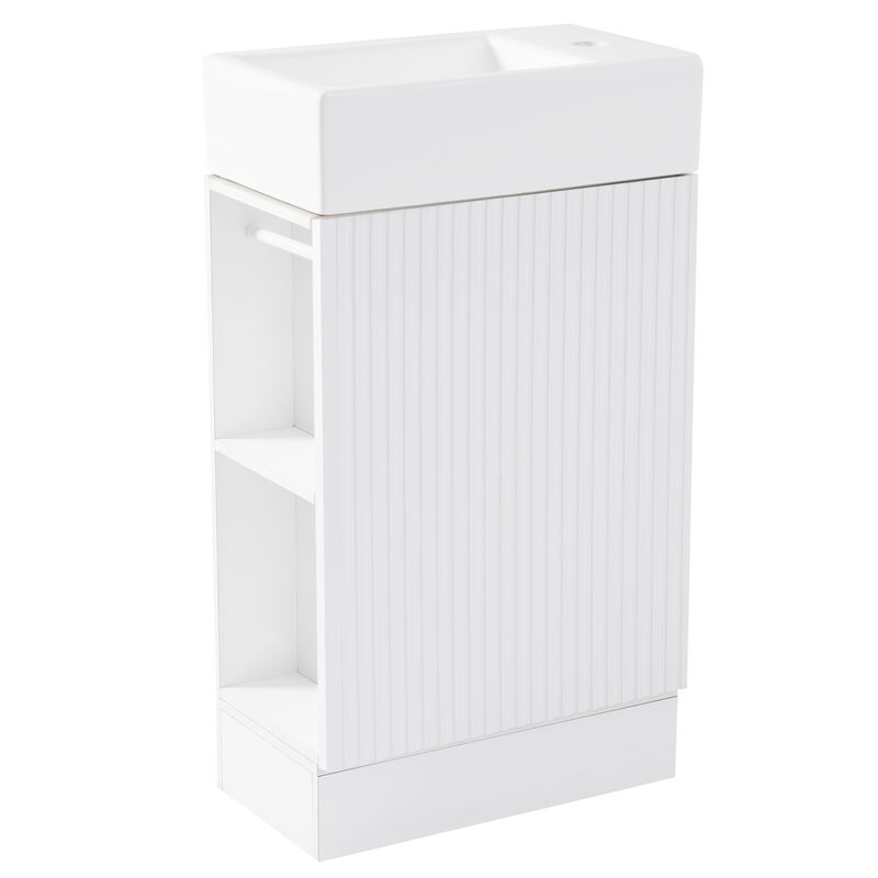 Whisen Modern Bathroom Vanity with Sink, Bathroom Vanity Cabinet with Two-tier Shelf - Gray