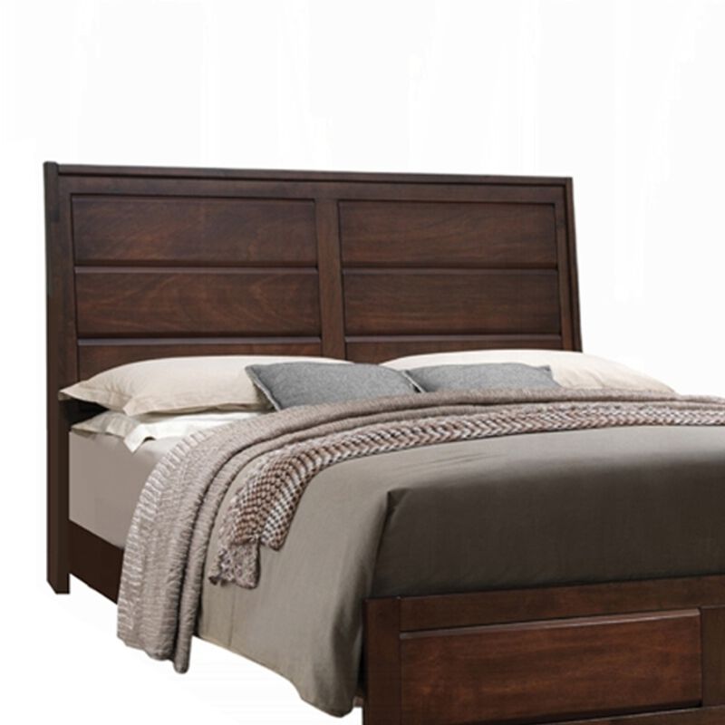 Transitional Style Classy Queen Size Bed, Brown - Benzara