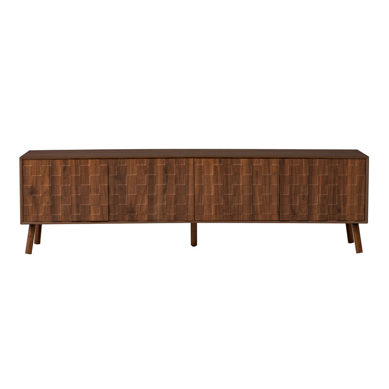 Merax Entertainment Center with Touch-Open Cabinets, Cable Management, Solid Wood Base image number 0