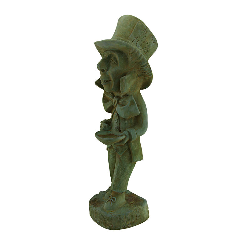 Mad Hatter Alice in Wonderland Verdigris Finish Cement Statue 19 in. image number 1