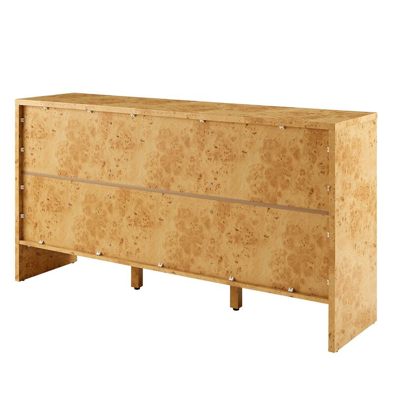 Modway Hudson Burl Wood Sideboard with 3 Doors in Natural - Modern Buffet Cabinet - Versatile High TV Stand Media Cabinet - 60 Inch Storage Sideboard for Living Room with Doors and Shelves image number 8