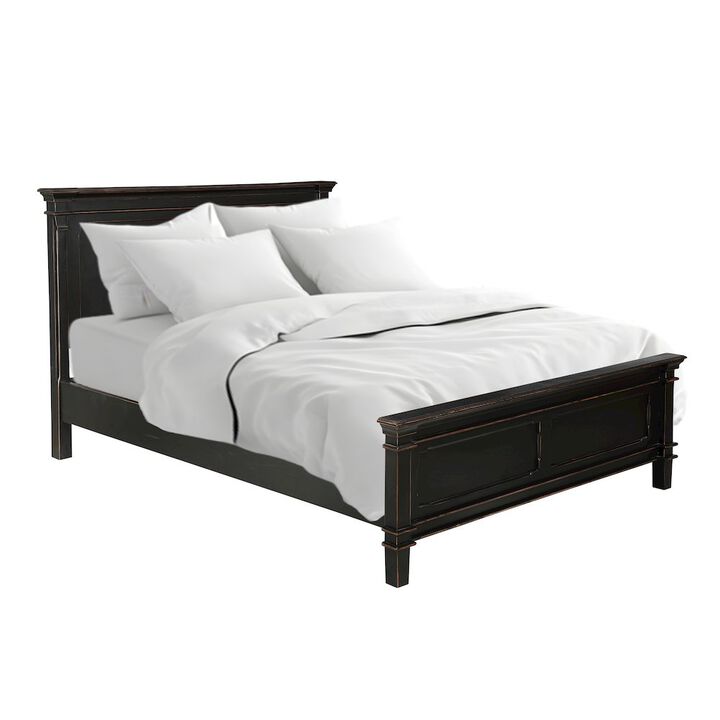 World Interiors Trento Queen Bed in Distressed Black