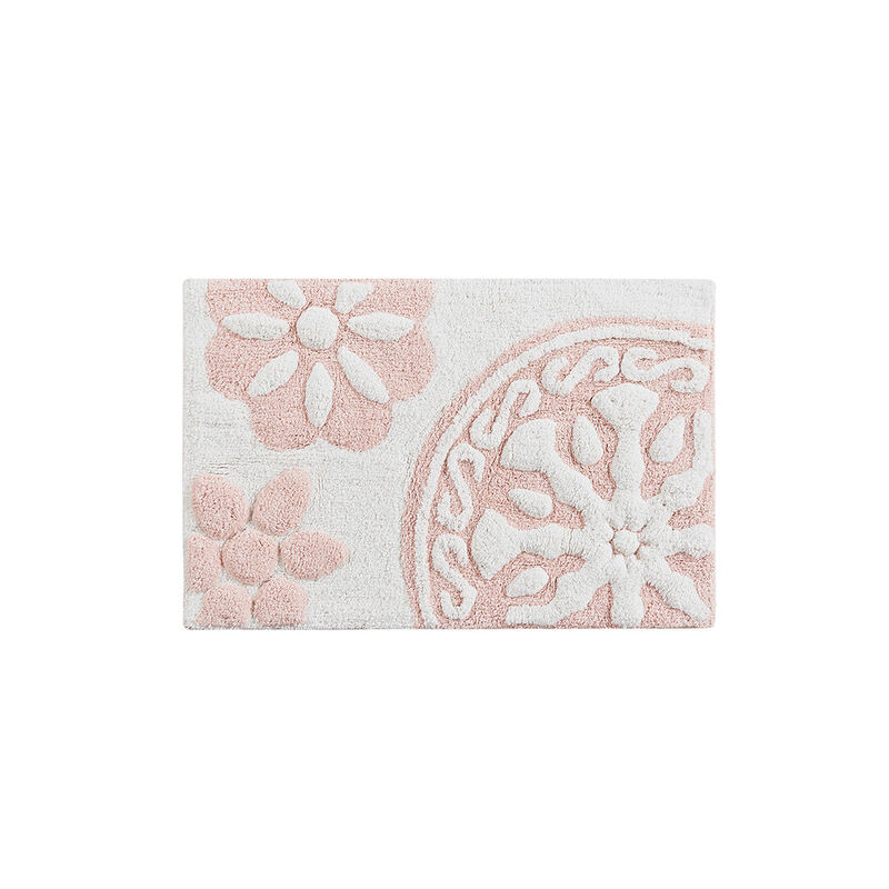 30x20 inch Pink Medallion Cotton Tufted Bath Rug