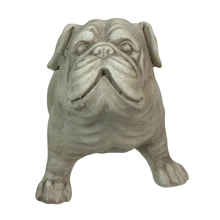 Bulldog Planter Antique Stone Finish Magnesium Oxide Dog Planter Decor