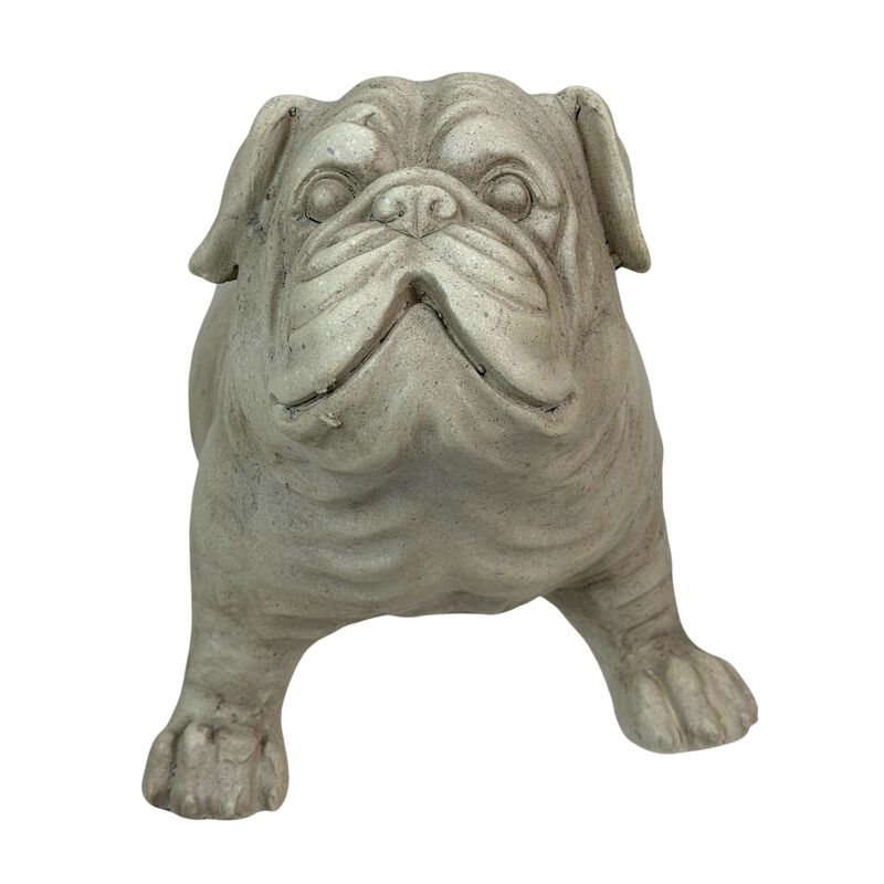 Bulldog Planter Antique Stone Finish Magnesium Oxide Dog Planter Decor image number 1
