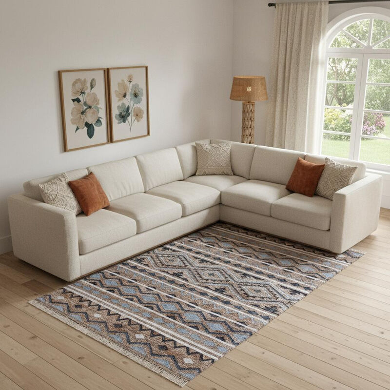 HomeRoots Geometric Hand Woven Area Rug With Fringe image number 1