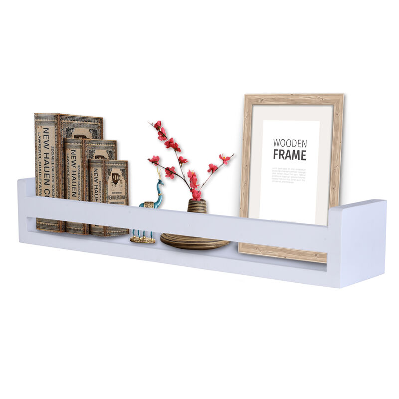 18" Wall Mount Decorative Spice Rack / Home Décor Organizer Rack Shelf– White