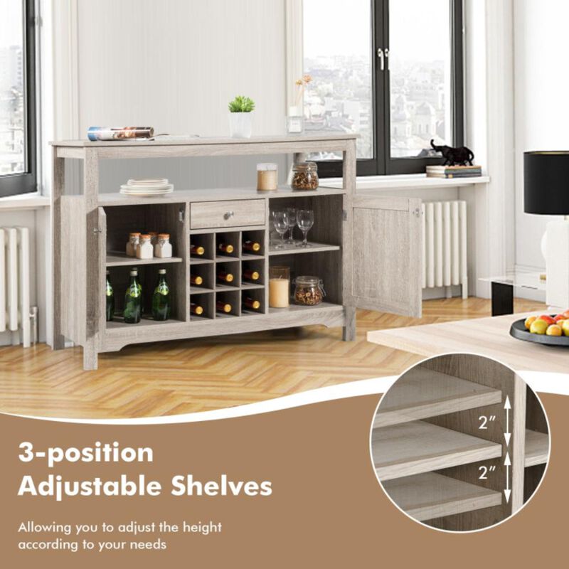 Hivvago Server Buffet Sideboard With Wine Rack and Open Shelf
