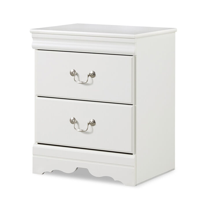 Roso Wide Dresser, Classic White, 25 Inch, 2 Drawers, Pewter Handles