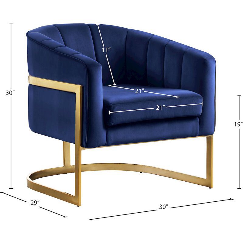 Meridian Furniture Carter Navy Velvet Accent Chair